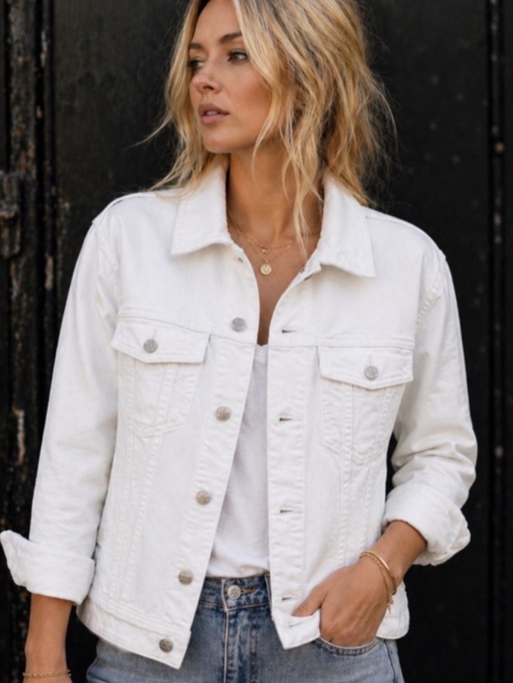 ZADIG&VOLTAIRE White Denim Jacket with Pastel Skull Graphic - Picture 12 of 12